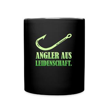 ANGLER AUS LEIDENSCHAFT Angeln Hobby Fischer - Tasse einfarbig - Schwarz - Vorne