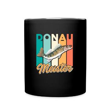 Zander Angeln DONAU MEISTER Lustiges Angler - Tasse einfarbig - Schwarz - Vorne