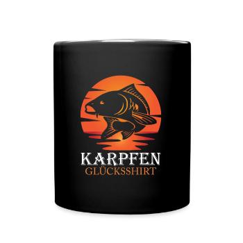 KARPFEN GLÜCKSSHIRT Angler Geburtstags Angeln - Tasse einfarbig - Schwarz - Vorne