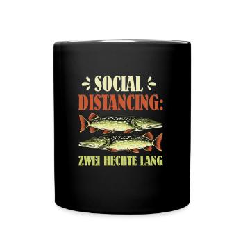 SOCIAL DISTANCING ZWEI HECHTE LANG Lustiges - Tasse einfarbig - Schwarz - Vorne