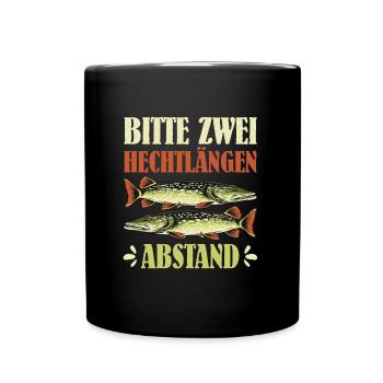 Angler BITTE ZWEI HECHT LÄNGEN ABSTAND Lustiges - Tasse einfarbig - Schwarz - Vorne