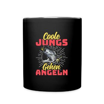 Angler Outfit COOLE JUNGS GEHEN ANGELN Lustiges - Tasse einfarbig - Schwarz - Vorne