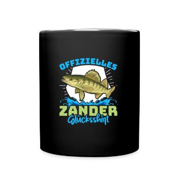 Zander Angeln OFFIZIELLES ZANDER GLÜCKSSHIRT - Tasse einfarbig - Schwarz - Vorne