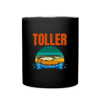 Angeln TOLLER HECHT Lustiges Angler Outfit - Tasse einfarbig - Schwarz - Vorne