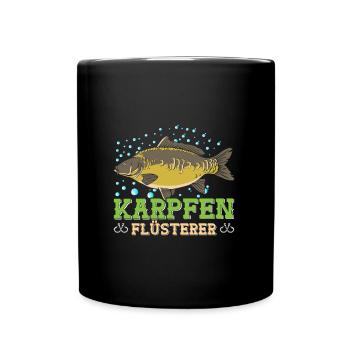 Angeln Hobby KARPFEN FLÜSTERER Lustiges Angler - Tasse einfarbig - Schwarz - Vorne