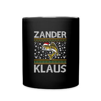 Lustiges Angler Outfit Weihnachten - Tasse einfarbig - Schwarz - Vorne