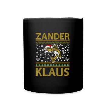 Lustiges Angler Outfit Weihnachten - Tasse einfarbig - Schwarz - Vorne