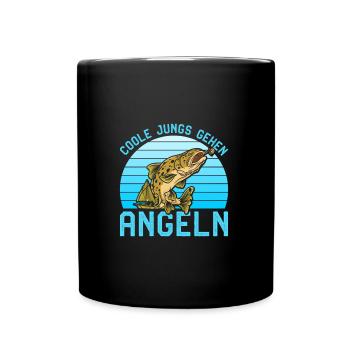 Angler Geburtstag COOLE JUNGS GEHEN ANGELN Lustig - Tasse einfarbig - Schwarz - Vorne