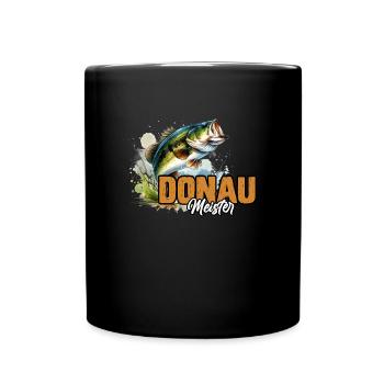 DONAU MEISTER Lustiges Angeln Hobby Angler - Tasse einfarbig - Schwarz - Vorne