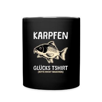 KARPFEN GLÜCKSSHIRT Angler Geburtstags Angeln - Tasse einfarbig - Schwarz - Vorne