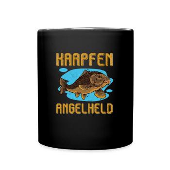 KARPFEN ANGELHELD Lustiges Angeln Hobby Karpfen - Tasse einfarbig - Schwarz - Vorne