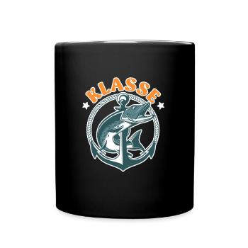 Hecht Angler KLASSE HECHT Lustiges Hecht Angeln - Tasse einfarbig - Schwarz - Vorne
