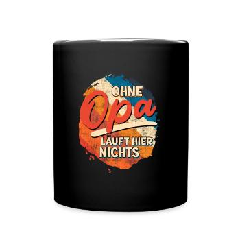 Opi OHNE OPA LÄUFT HIER NICHTS Lustiges Opa - Tasse einfarbig - Schwarz - Vorne