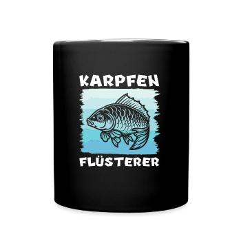 KARPFEN FLÜSTERER Lustiges Angler Geburtstags - Tasse einfarbig - Schwarz - Vorne