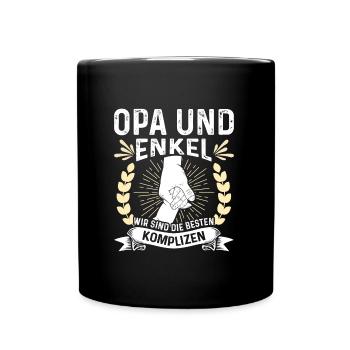 OPA UND ENKEL KOMPLIZEN Lustiges Geburtstags - Tasse einfarbig - Schwarz - Vorne