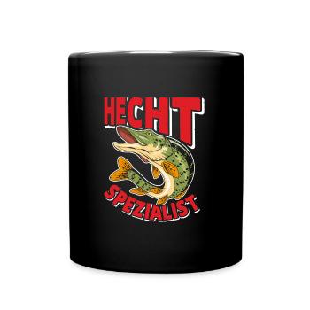 Angler Outfit HECHT SPEZIALIST Lustiges Angeln - Tasse einfarbig - Schwarz - Vorne