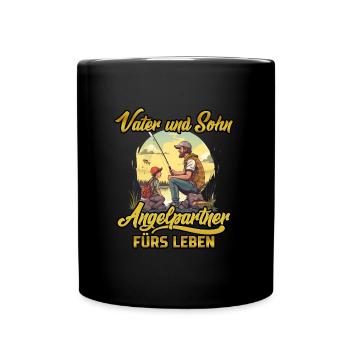 SOHN UND VATER ANGELTEAM FÜRS LEBEN Angeln Hobby - Tasse einfarbig - Schwarz - Vorne