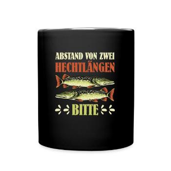 Hecht Angler ABSTAND VON ZWEI HECHTLÄNGEN BITTE - Tasse einfarbig - Schwarz - Vorne