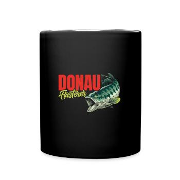 DONAU FLÜSTERER Angler Outfit Angeln Hobby - Tasse einfarbig - Schwarz - Vorne