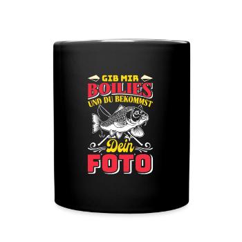 Angler Outfit GIB MIR BOILIES UND DU BEKOMMST FOTO - Tasse einfarbig - Schwarz - Vorne
