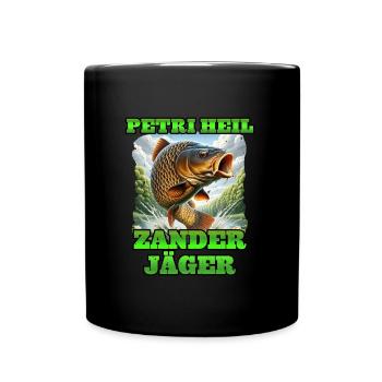 Zander Angeln PETRI HEIL ZANDER JÄGER Lustiges - Tasse einfarbig - Schwarz - Vorne