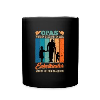 OPAS WURDEN ERSCHAFFEN ENKELKINDER HELDEN - Tasse einfarbig - Schwarz - Vorne