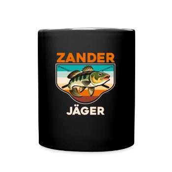 ZANDER JÄGER Lustiges Angler Outfit Angeln - Tasse einfarbig - Schwarz - Vorne