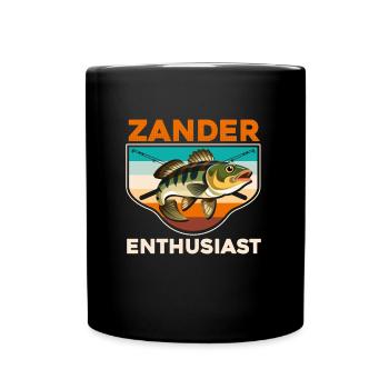 ZANDER ENTHUSIAST Angler Outfit Zander Angeln - Tasse einfarbig - Schwarz - Vorne