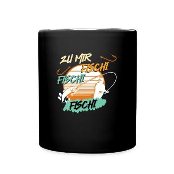 Angler Outfit ZU MIR FISCHI FISCHI FISCHI Lustiges - Tasse einfarbig - Schwarz - Vorne