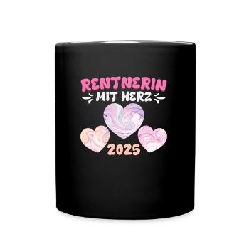 RENTNERIN MIT HERZ 2025 Großmutter Renten - Tasse einfarbig - Schwarz - Vorne