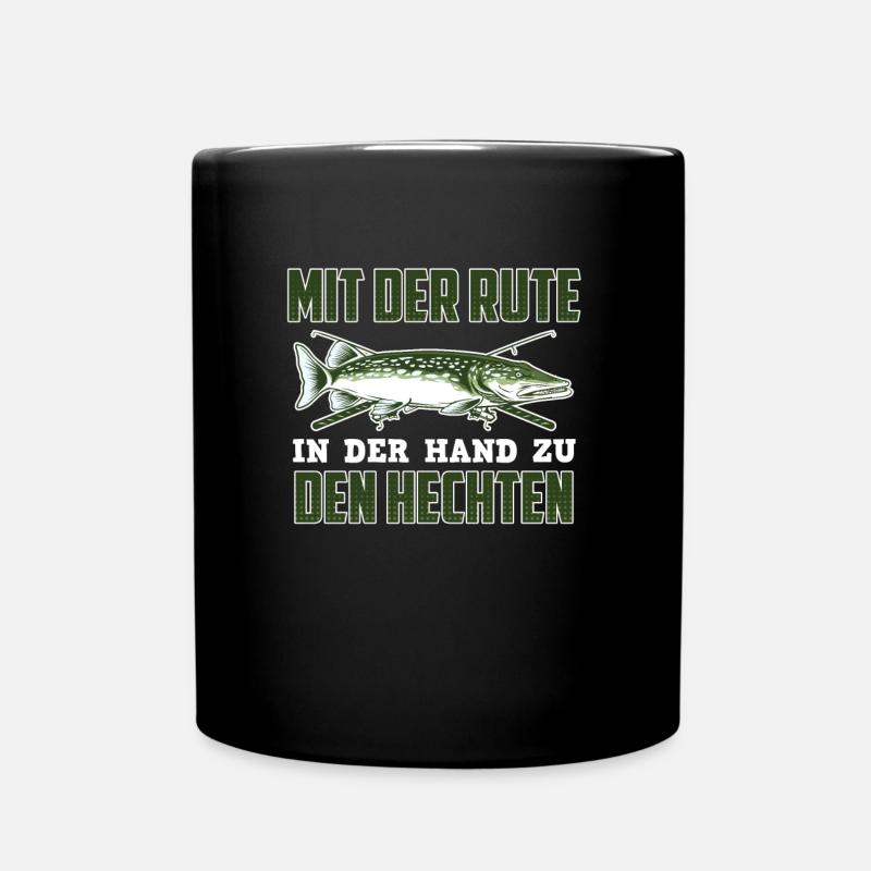 Hecht Angler MIT DER RUTE IN DER HAND ZU DEN - Tasse einfarbig - Schwarz