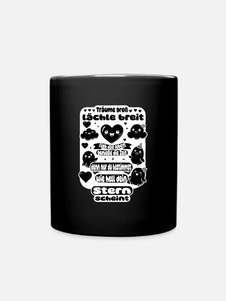 Träume groß – Lächle breit - Tasse einfarbig - Schwarz