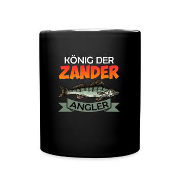 Angeln KÖNIG DER ZANDER ANGLER Lustiges Angel - Tasse einfarbig - Schwarz - Vorne