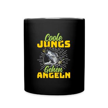 Angler Outfit COOLE JUNGS GEHEN ANGELN Lustiges - Tasse einfarbig - Schwarz - Vorne