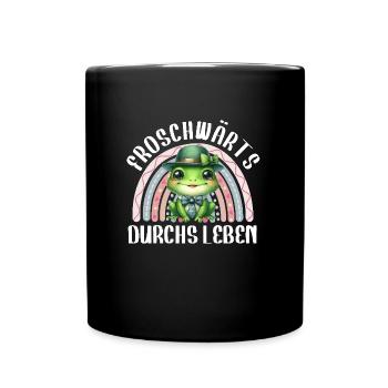 Froschkostüm FROSCHWÄRTS DURCHS LEBEN Lustiges - Tasse einfarbig - Schwarz - Vorne