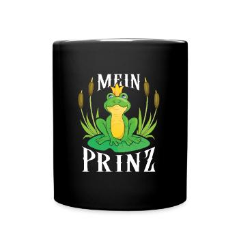 Karneval Party Männer MEIN PRINZ Lustiges Frosch - Tasse einfarbig - Schwarz - Vorne