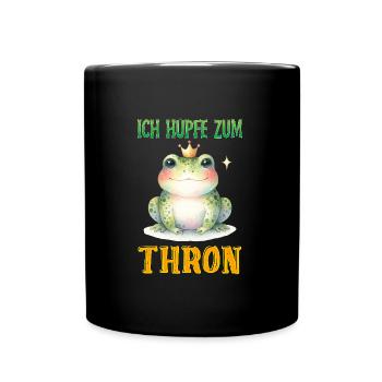 Froschkostüm ICH HÜPFE ZUM THRON Lustiges - Tasse einfarbig - Schwarz - Vorne