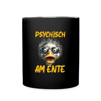 Karneval Entenkostüm PSYCHISCH AM ENTE Lustiges - Tasse einfarbig - Schwarz - Vorne