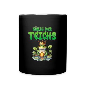 Froschkostüm KÖNIG DES TEICHS Lustiges Karneval - Tasse einfarbig - Schwarz - Vorne