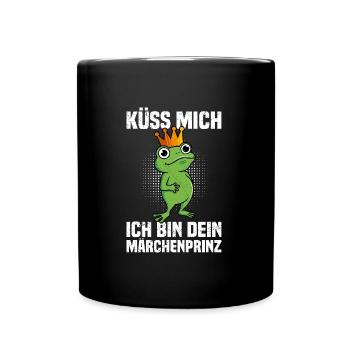 Karneval Frosch KÜSS MICH BIN DEIN MÄRCHENPRINZ - Tasse einfarbig - Schwarz - Vorne