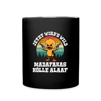 Karneval Ente JETZT WIRD'S WILD MADAFAKAS KÖLLE - Tasse einfarbig - Schwarz - Vorne