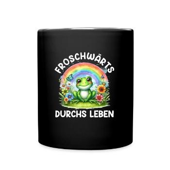 Froschkostüm FROSCHWÄRTS DURCHS LEBEN Lustiges - Tasse einfarbig - Schwarz - Vorne