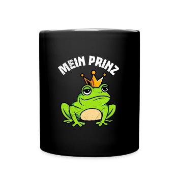 Faschings Kostüm Frauen MEIN PRINZ Lustig Karneval - Tasse einfarbig - Schwarz - Vorne