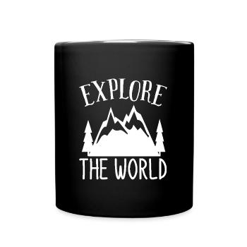 Explore the World Natur Outdoor Wandern Camping - Tasse einfarbig - Schwarz - Vorne