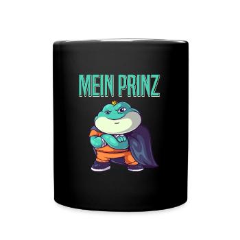Karneval Kostüm Frosch MEIN PRINZ Lustiges - Tasse einfarbig - Schwarz - Vorne