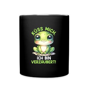 Froschkostüm KÜSS MICH ICH BIN VERZAUBERT - Tasse einfarbig - Schwarz - Vorne