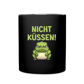 Froschkostüm NICHT KÜSSEN Lustiges Faschings - Tasse einfarbig - Schwarz - Vorne