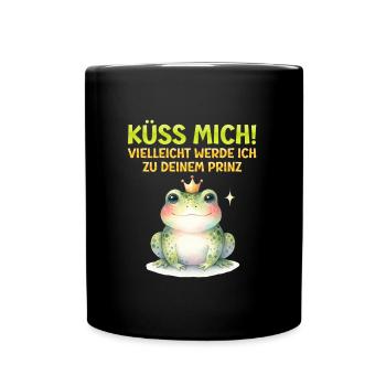 Karneval KÜSS MICH VIELLEICHT WERDE ICH ZUM PRINZ - Tasse einfarbig - Schwarz - Vorne