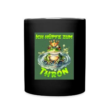Froschkostüm ICH HÜPFE ZUM THRON Lustiges - Tasse einfarbig - Schwarz - Vorne