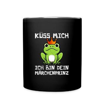 Froschkostüm KÜSS MICH ICH BIN EIN MÄRCHENPRINZ - Tasse einfarbig - Schwarz - Vorne